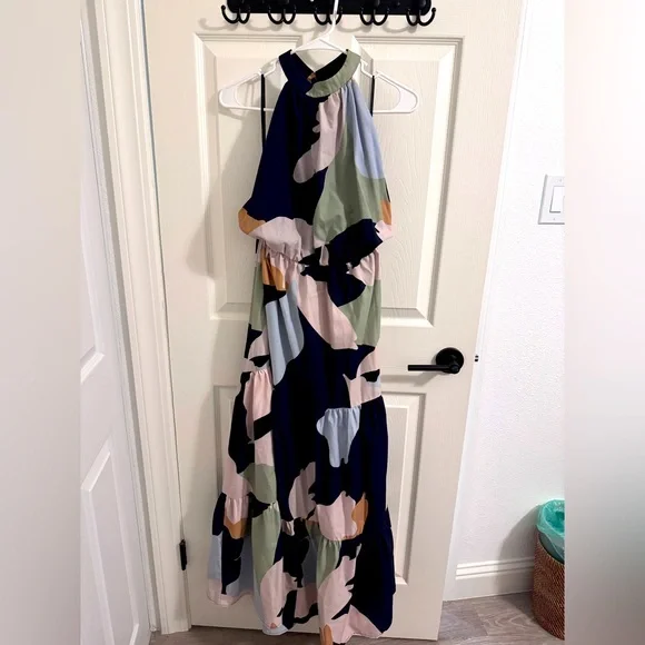 Love Bonito - , Britta Halter Neck Tiered Maxi Dress in Alluring Bloom XL